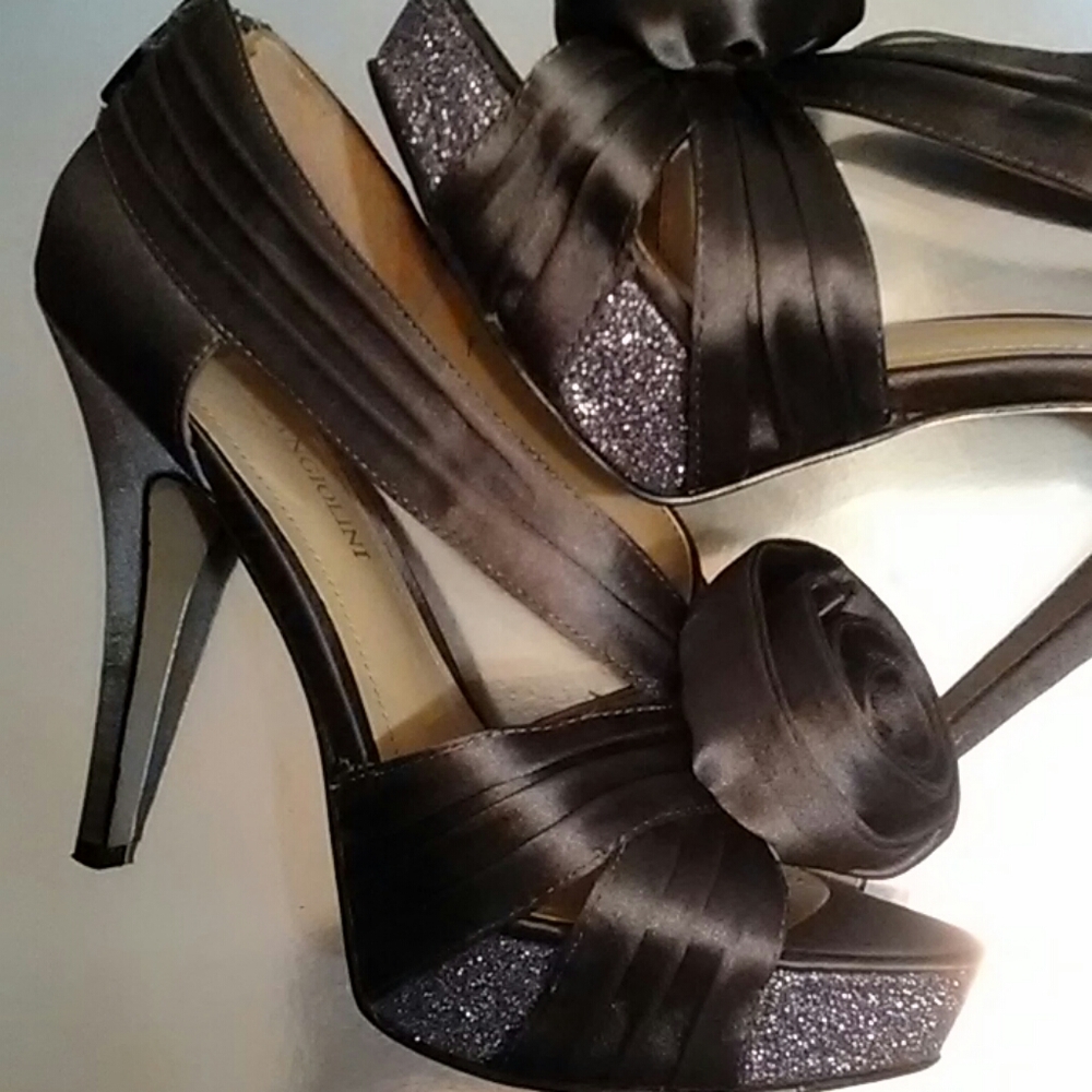 Dark Grey Glitter ENZO ANGIOLINI Heels Size 6 - Picture 7 of 8